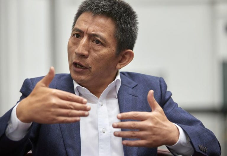 Li Chenggang, China's Ambassador to the World Trade Organisation (WTO), gestures during an interview with Reuters aside of a ministerial meeting to discuss a draft agreement on curbing subsidies for the fisheries industry in Geneva, Switzerland, July 15, 2021.