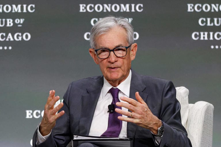 Federal Reserve Chair Jerome Powell speaks at the Economic Club of Chicago in Chicago, Illinois, on April 16, 2025.