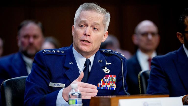 National Security Agency director Gen. Timothy Haugh speaks during a Senate Committee on Intelligence Hearing on March 25, 2025.